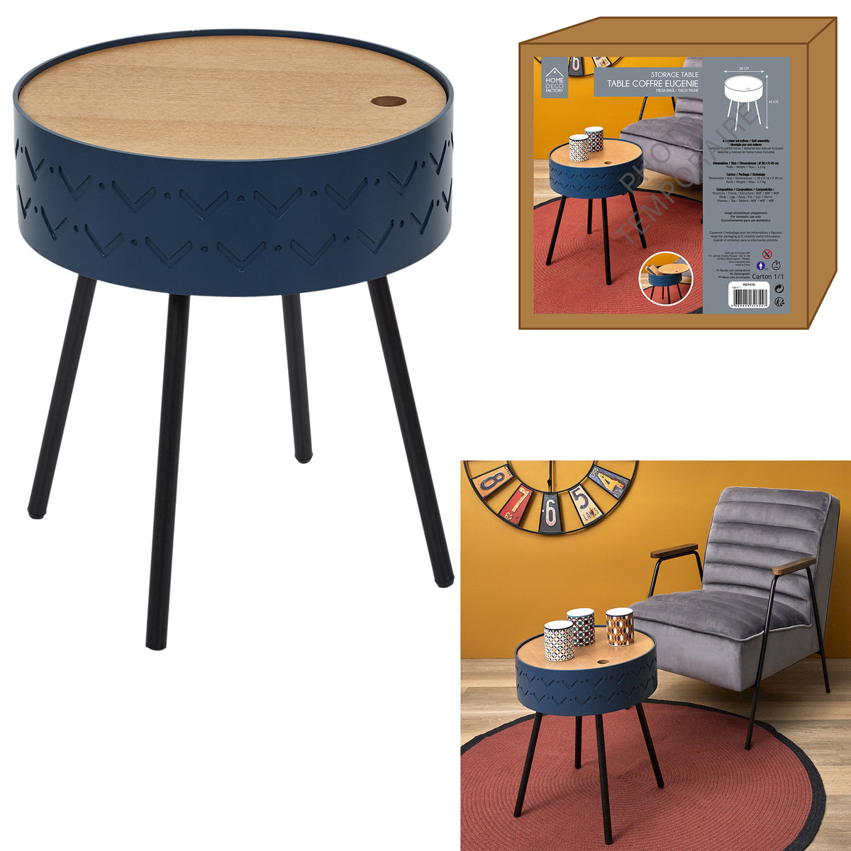 Table Coffre Eugenie Bleu Nuit