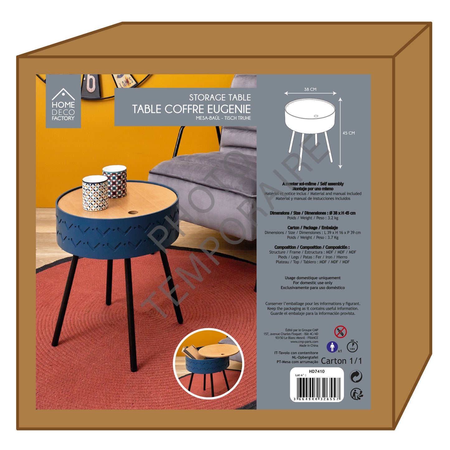 Table Coffre Eugenie Bleu Nuit