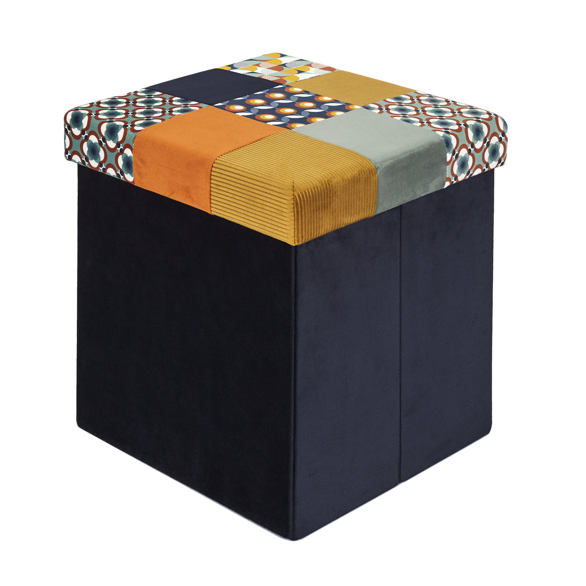 Coffre Pouf Pliable Patchwork Retro