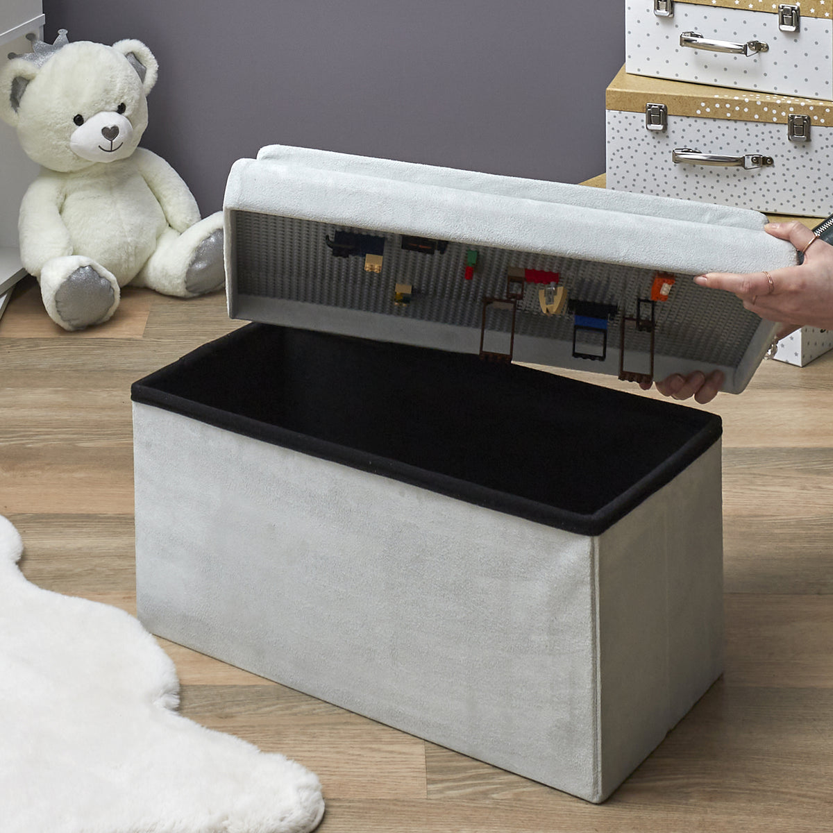 Coffre Banc Pliable Compatible Brique Gris