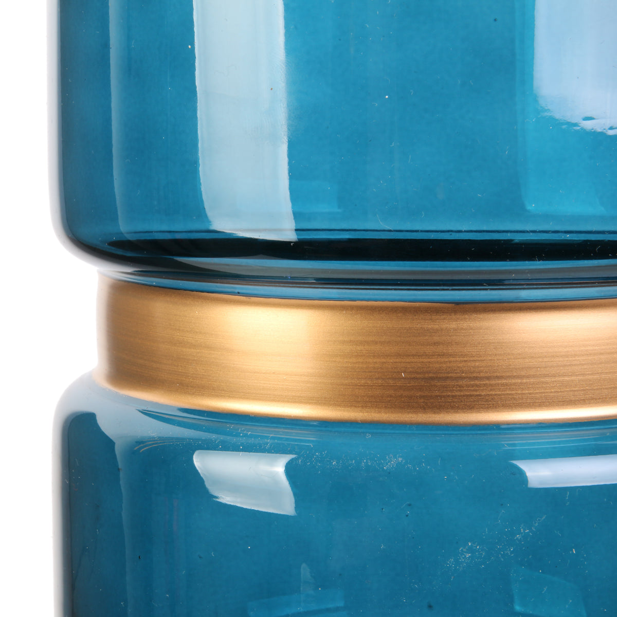 Vase Cerclage Dore Bleu 20.5Cm