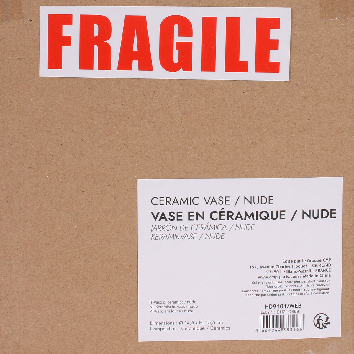 Vase Anse Ceramique Nude Arty H15.5Cm