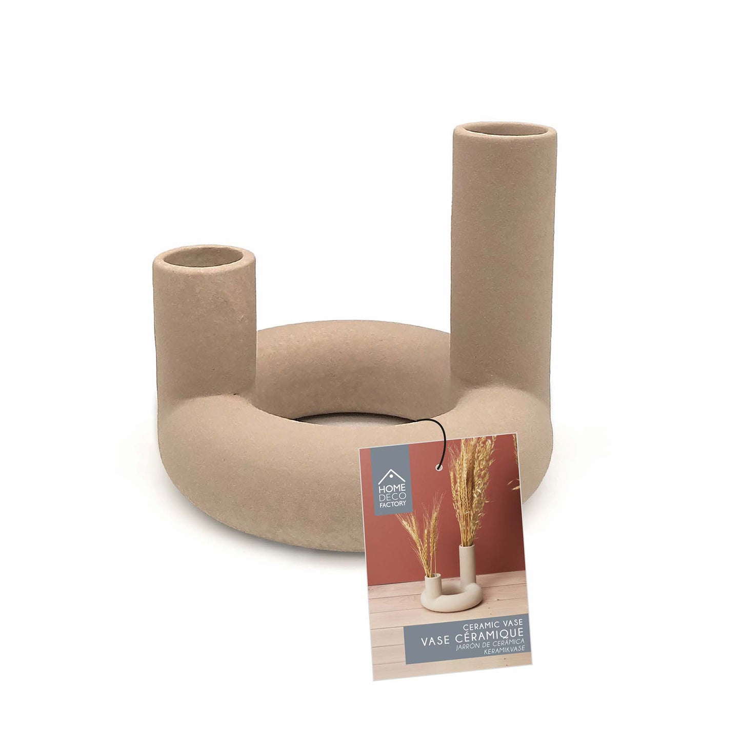 Vase Ceramique 2 Tubes Arty Nude