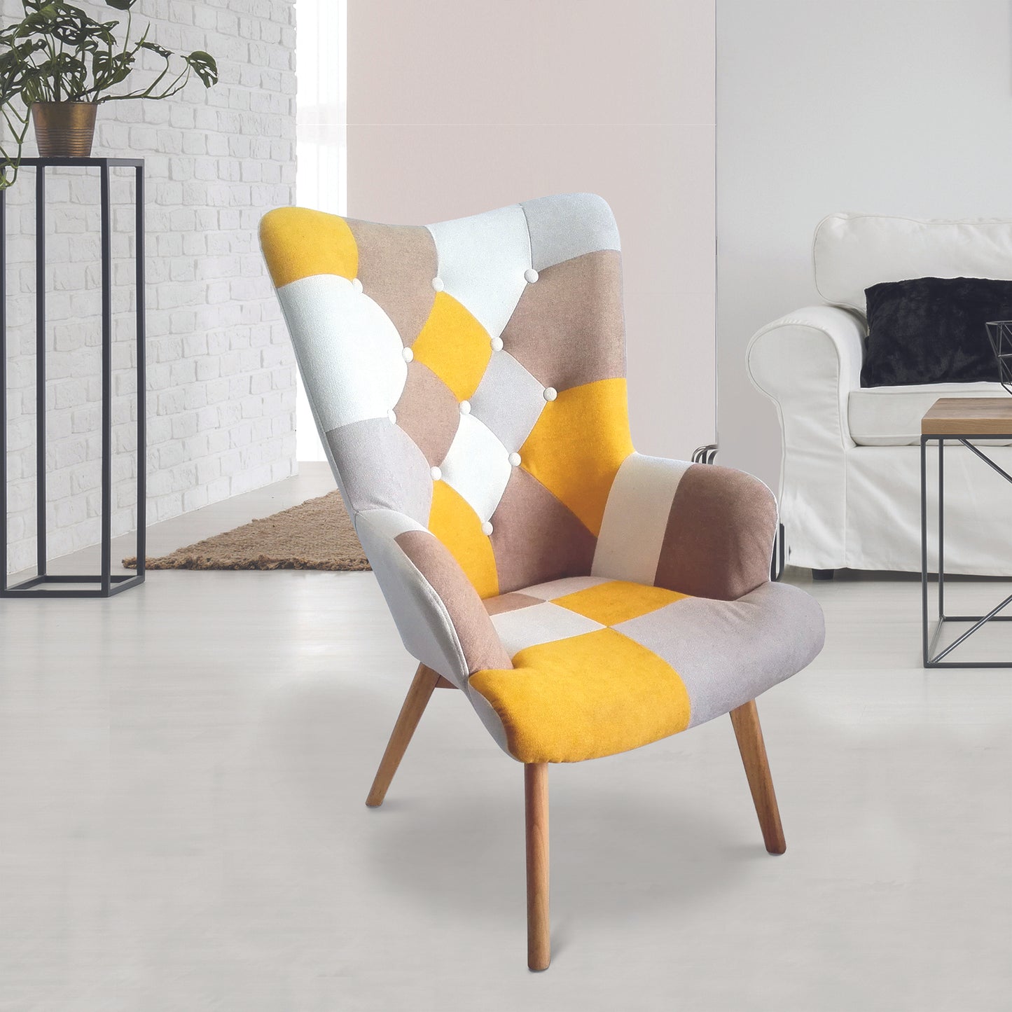 Fauteuil Helsinki Patchwork Jaune
