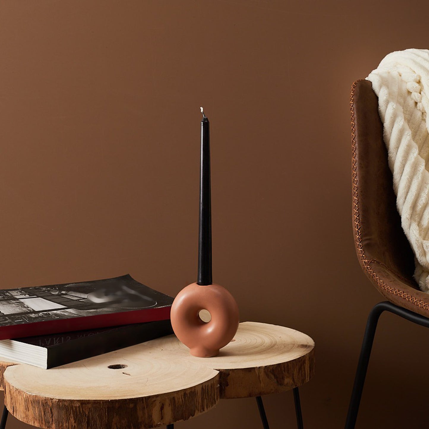 Bougeoir Rond Beige
