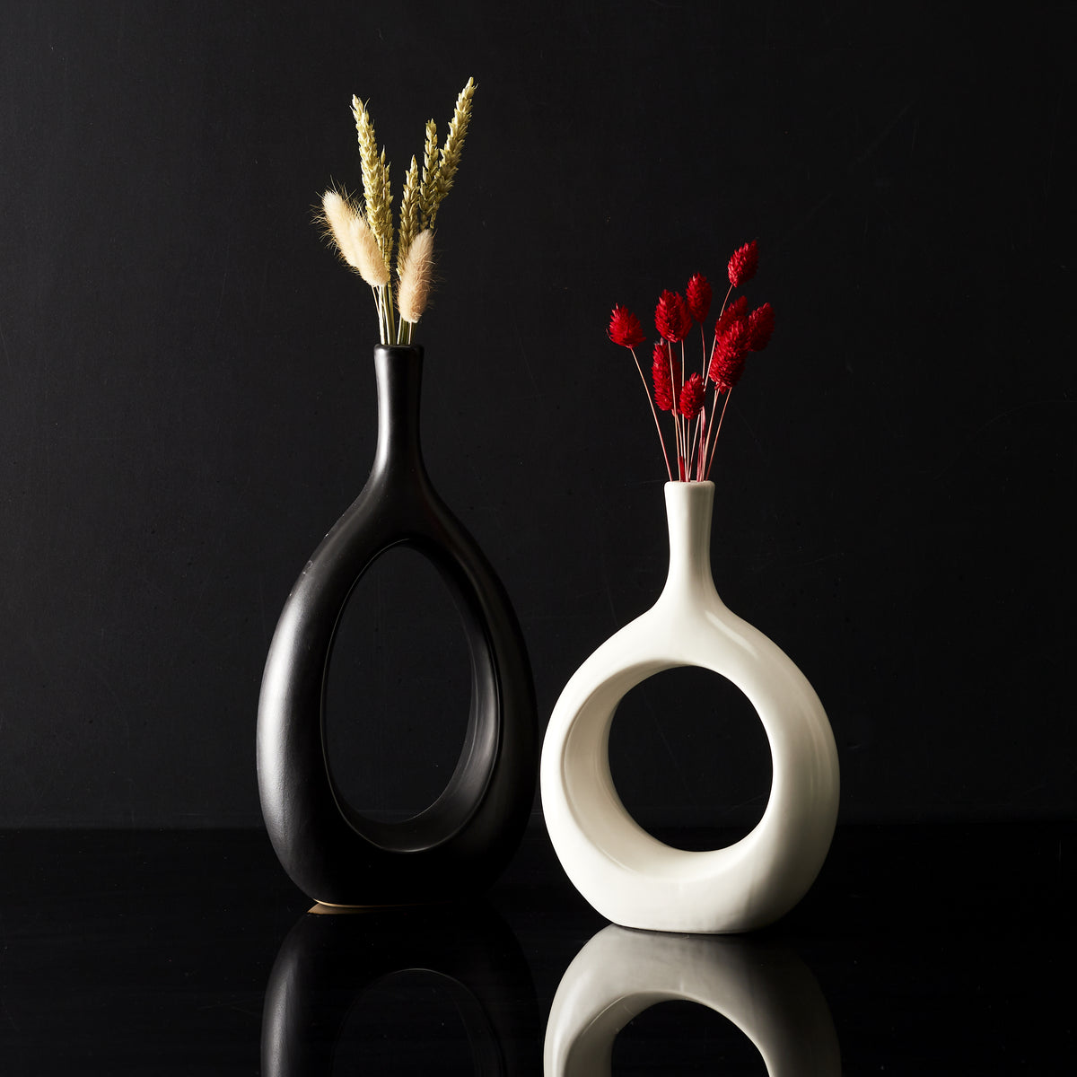 Lot De 2 Vases Curve Noir