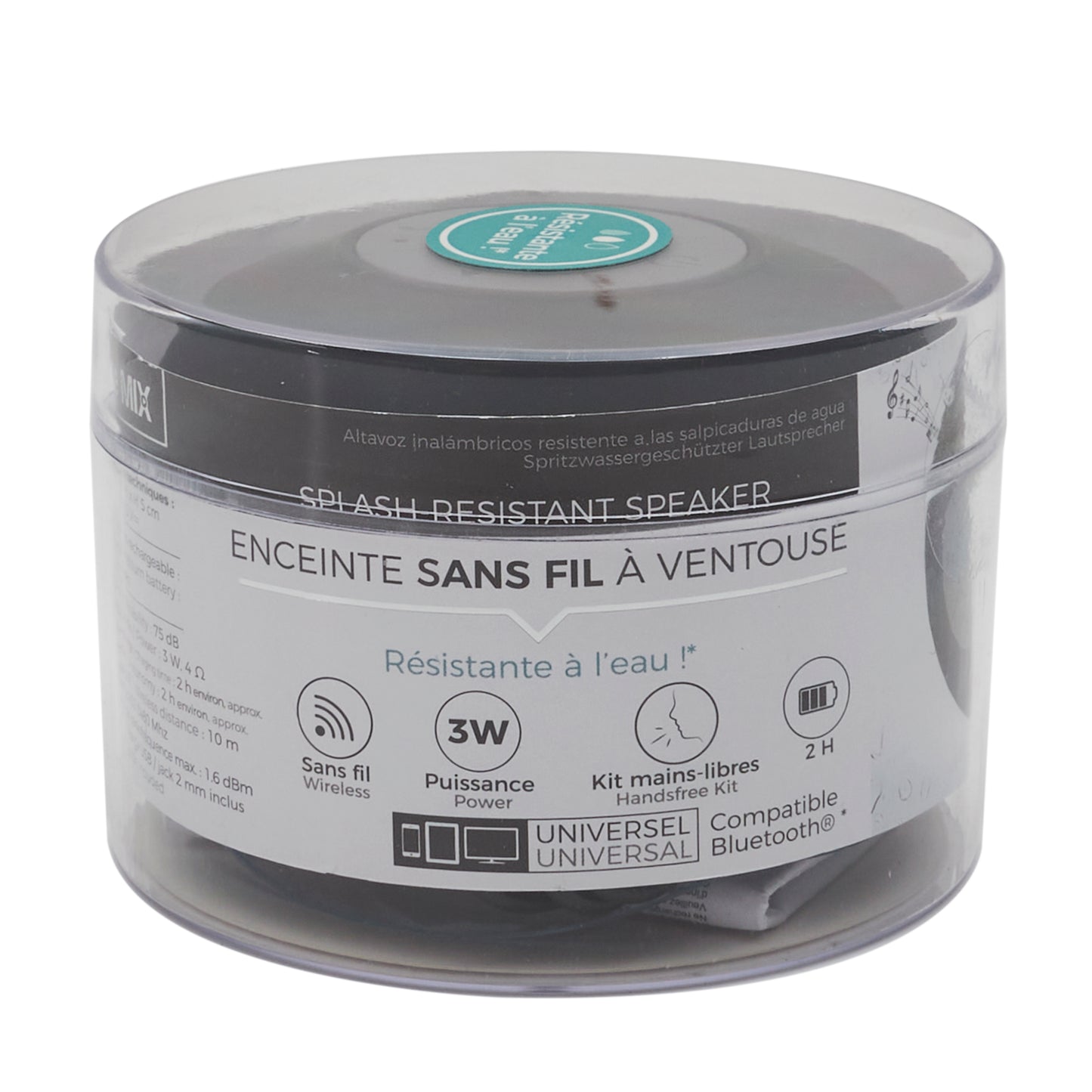 Enceinte Sans Fil Waterproof A Ventouse Noire