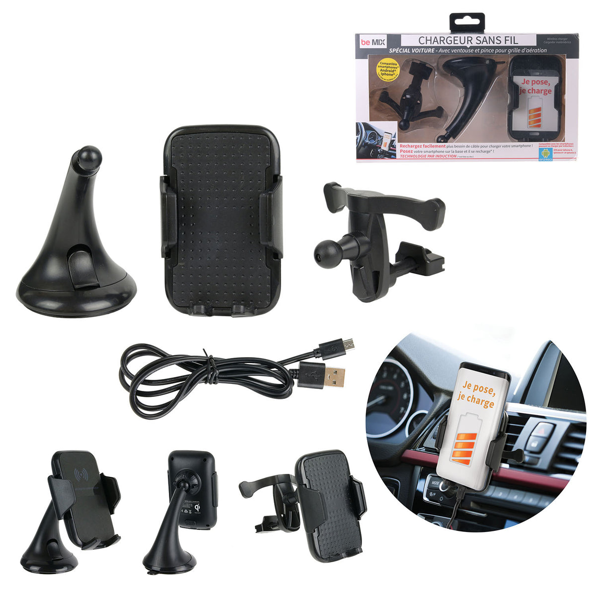 Chargeur Induction Auto Ventouse Et Aeration