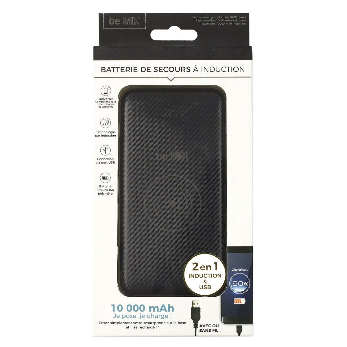 Batterie De Secours 10 000 Mah Induction
