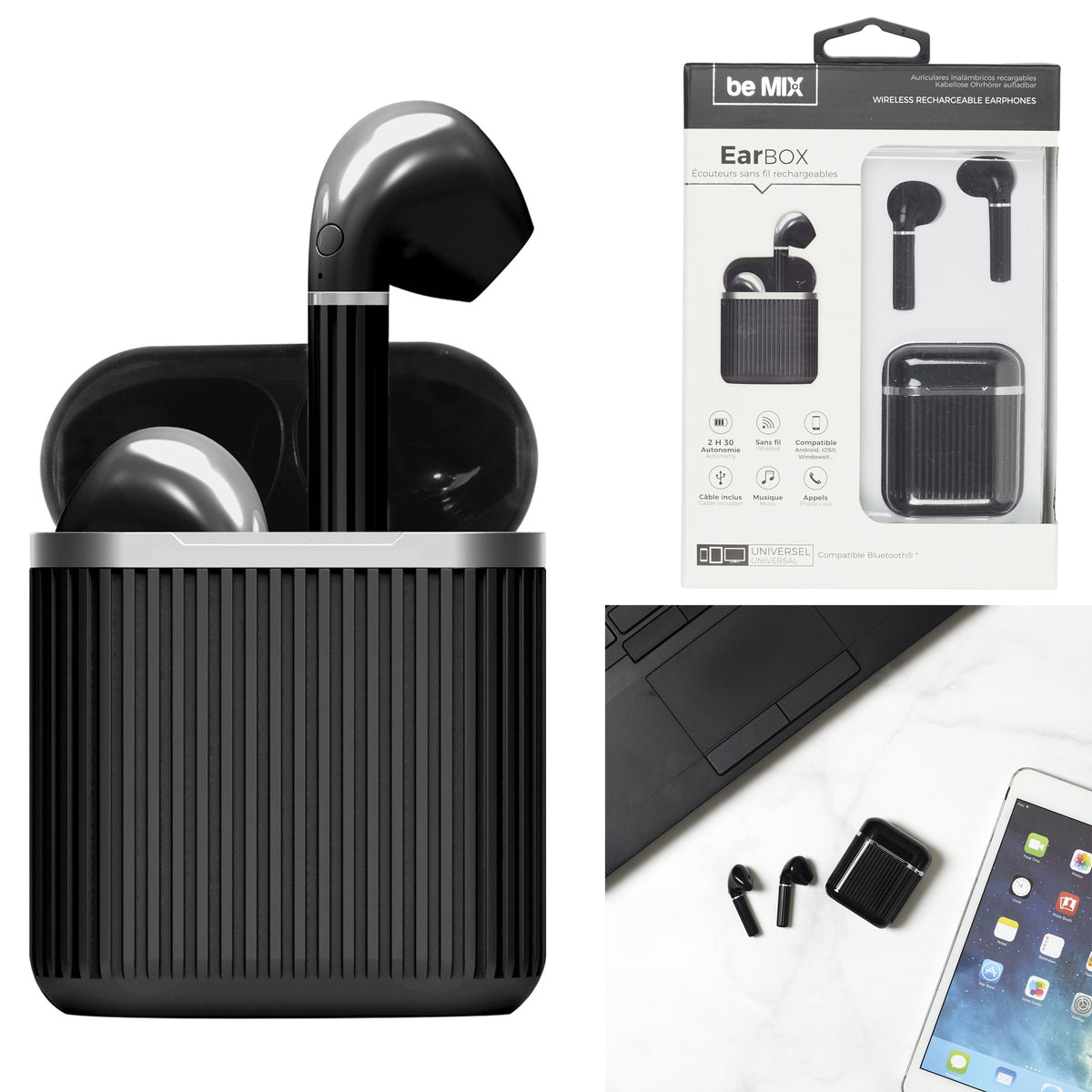 Ecouteurs Earbox Classique Sans Fil Noir