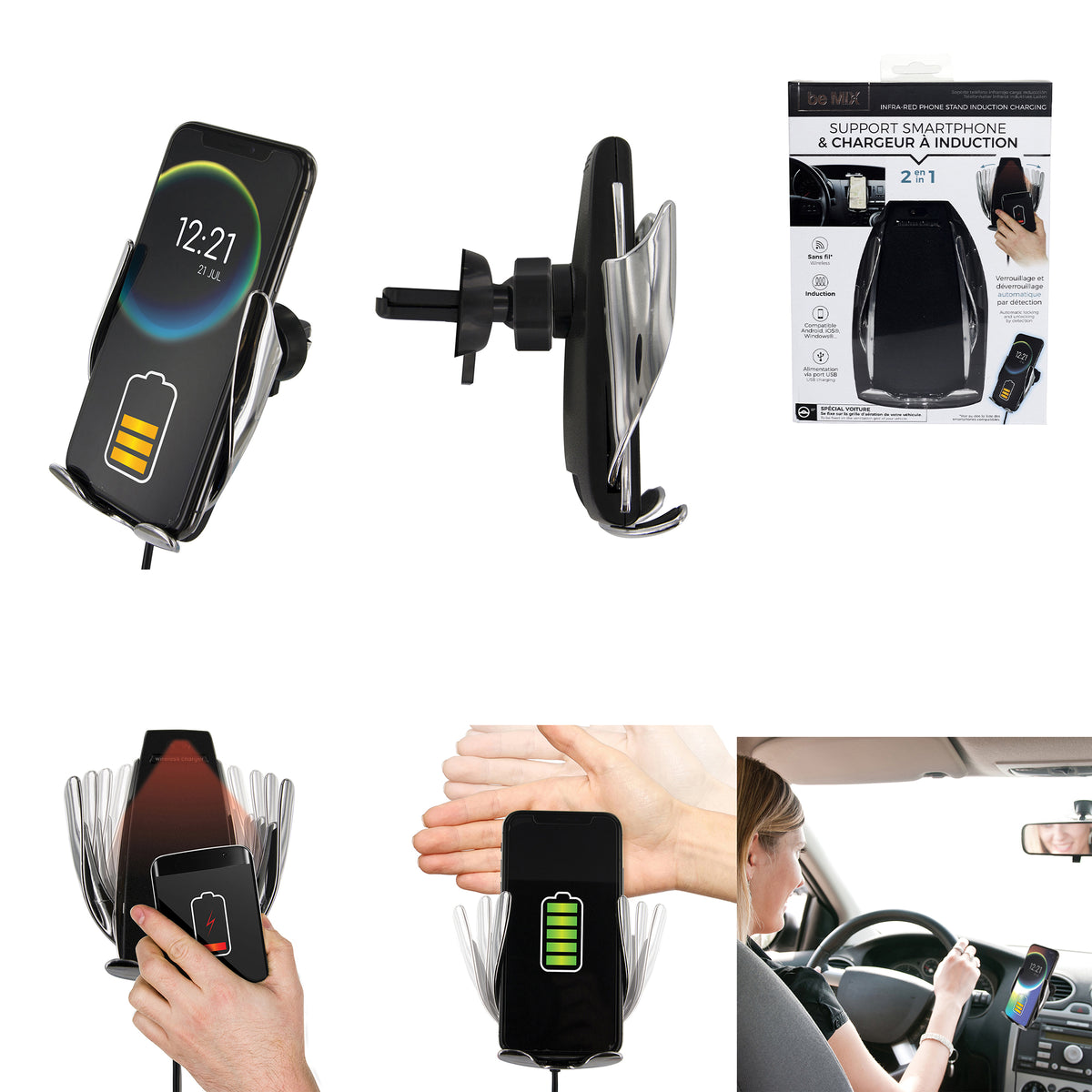 Support Tel Voiture Infrarouge Charge Induction
