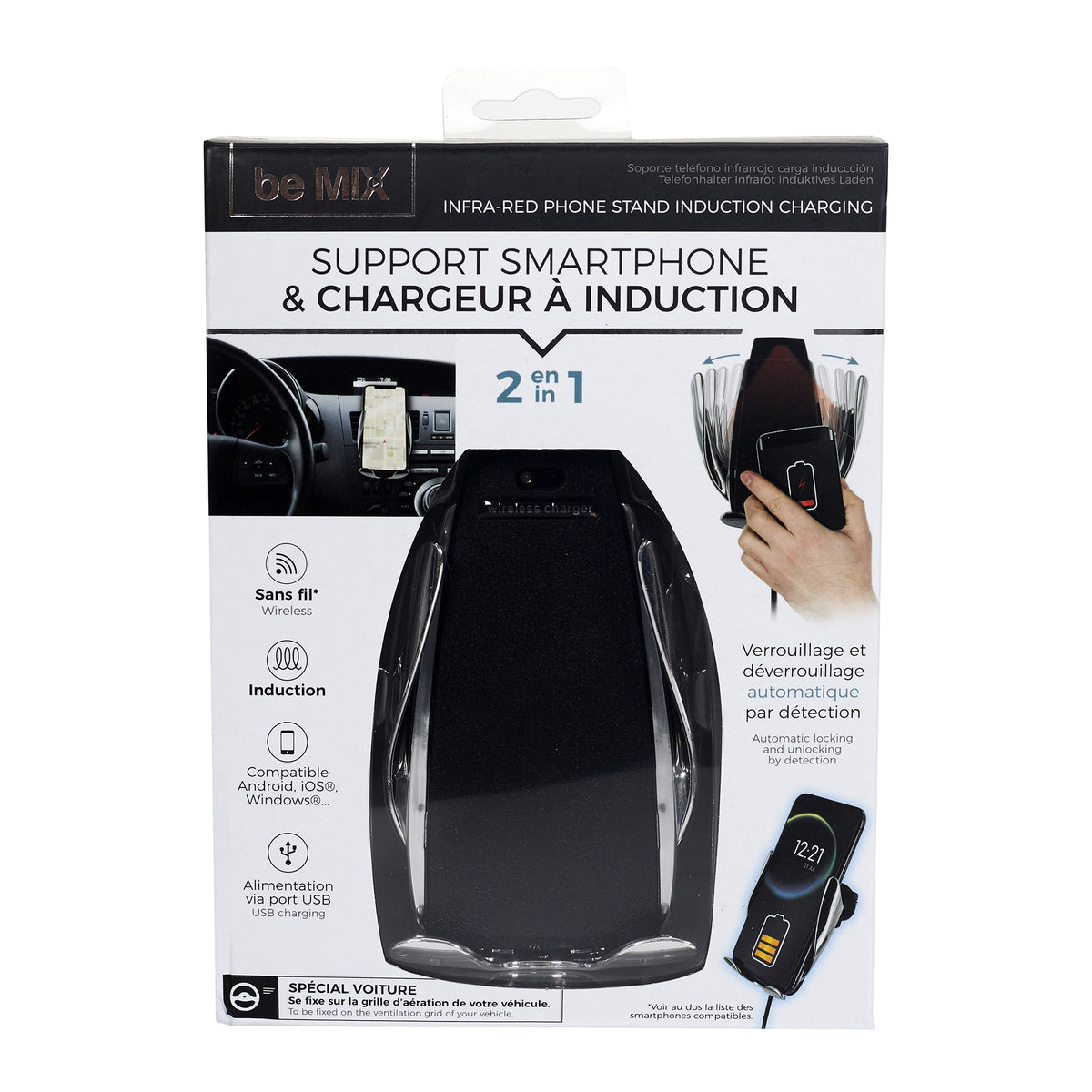 Support Tel Voiture Infrarouge Charge Induction