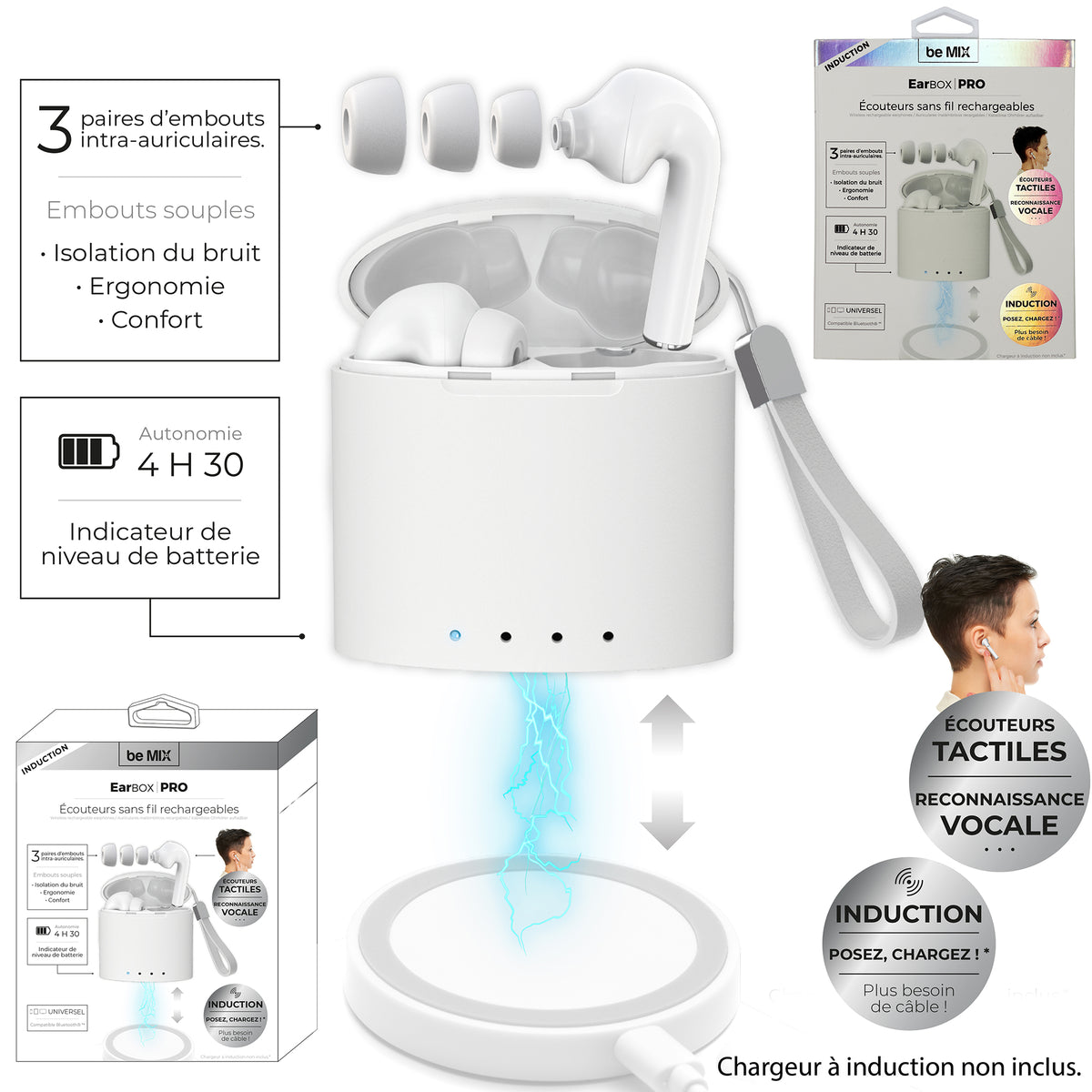 Ecouteurs Earbox Pro Induction Blanc