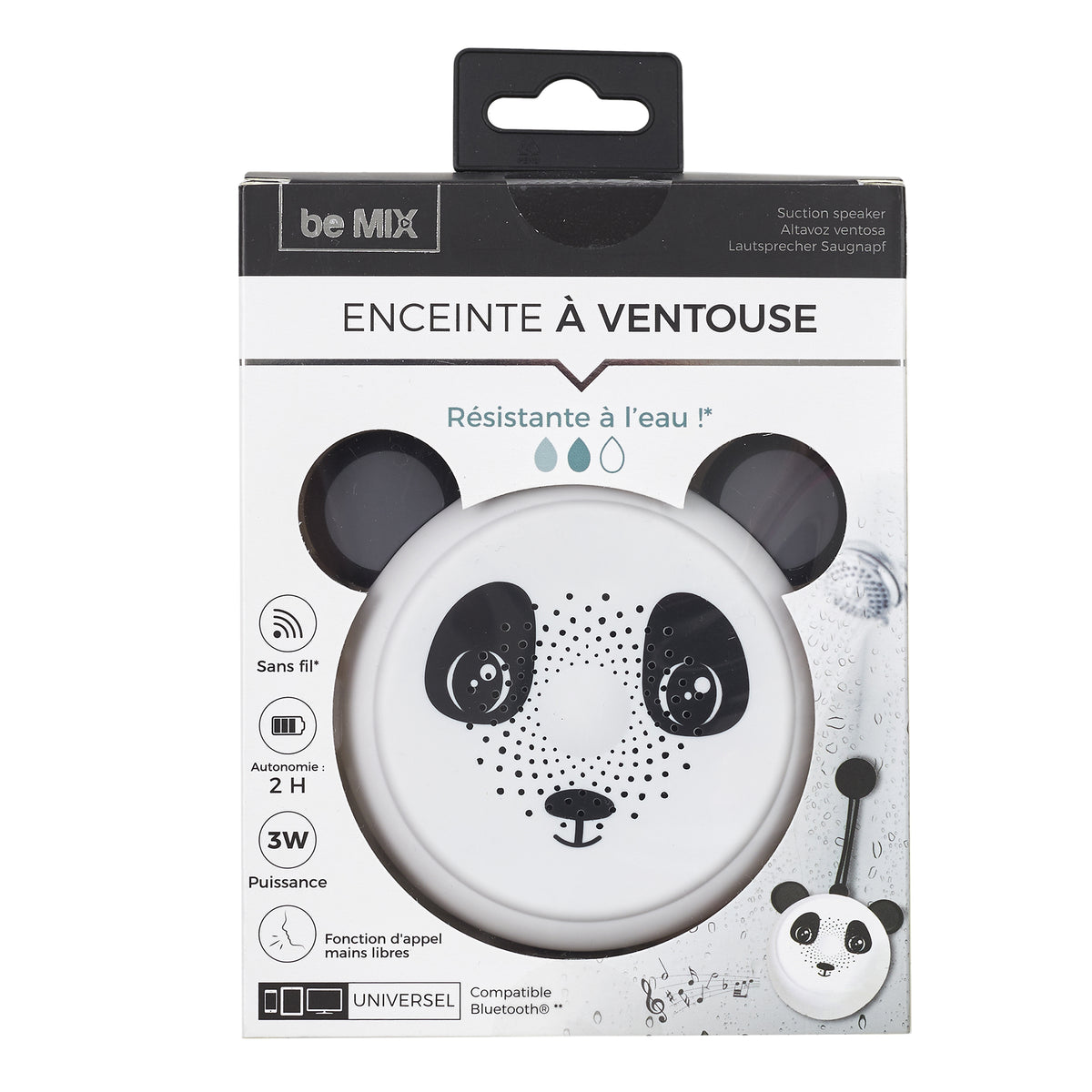 Enceinte Ventouse Waterproof Panda 3W