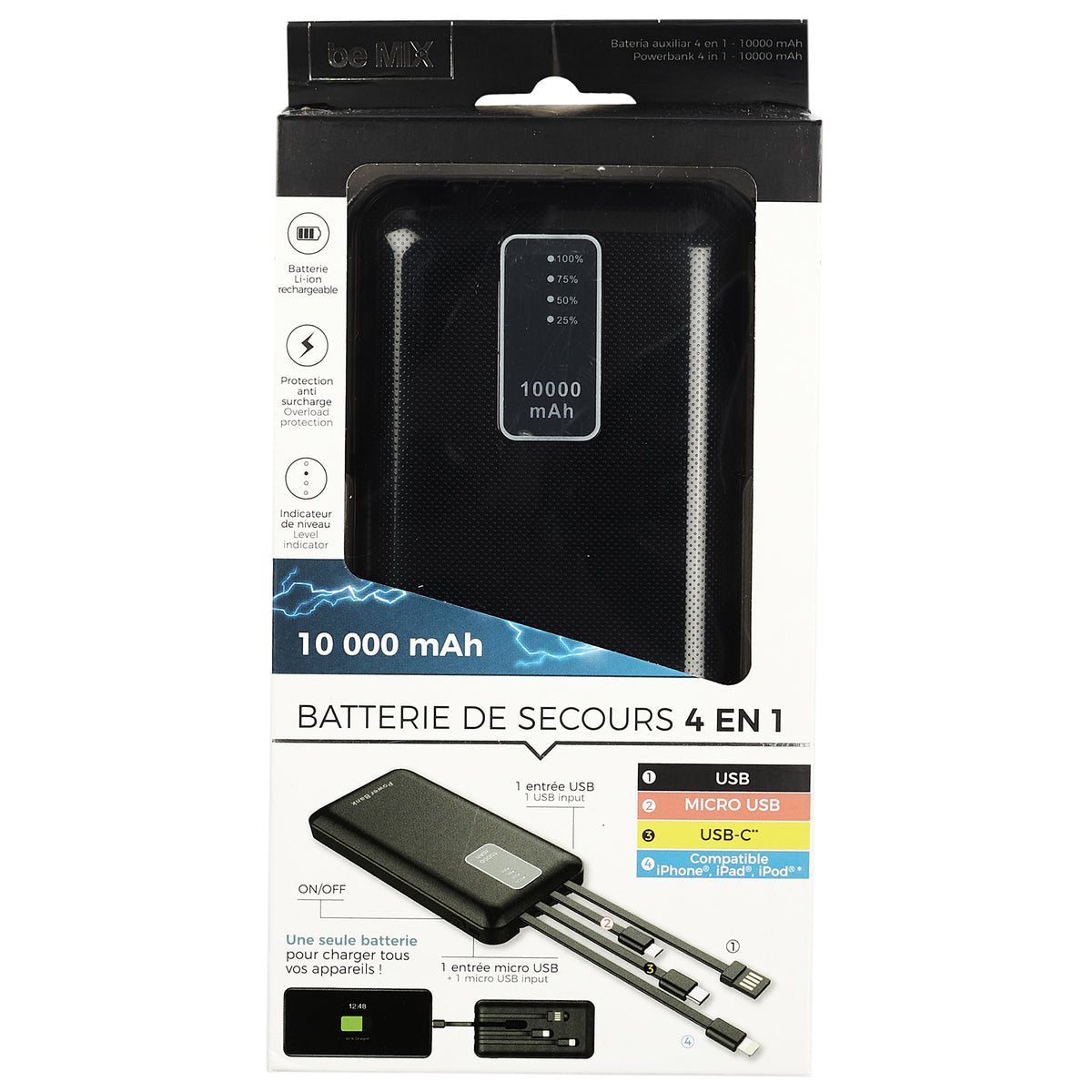 Batterie De Secours 4 En 1 10000 Mah