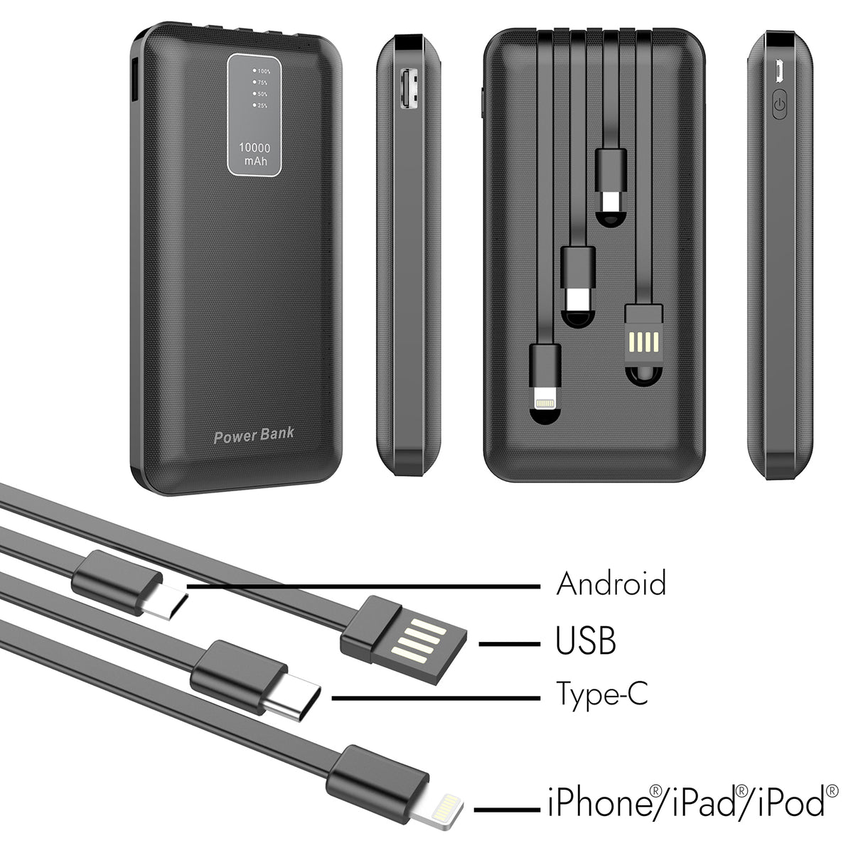 Batterie De Secours 4 En 1 10000 Mah