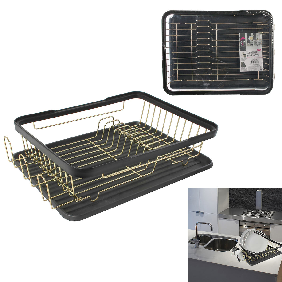 Egouttoir Chic Noir Et Dore