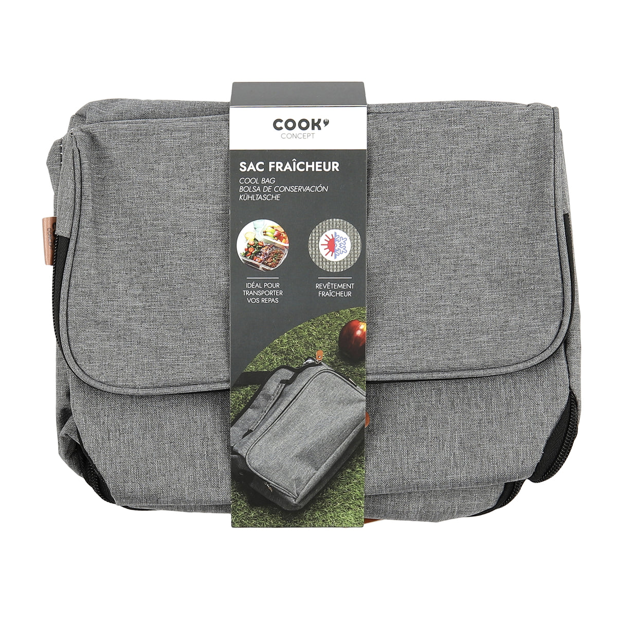 Lunch Bag Gris Zippe 26.5X21X12.5Cm