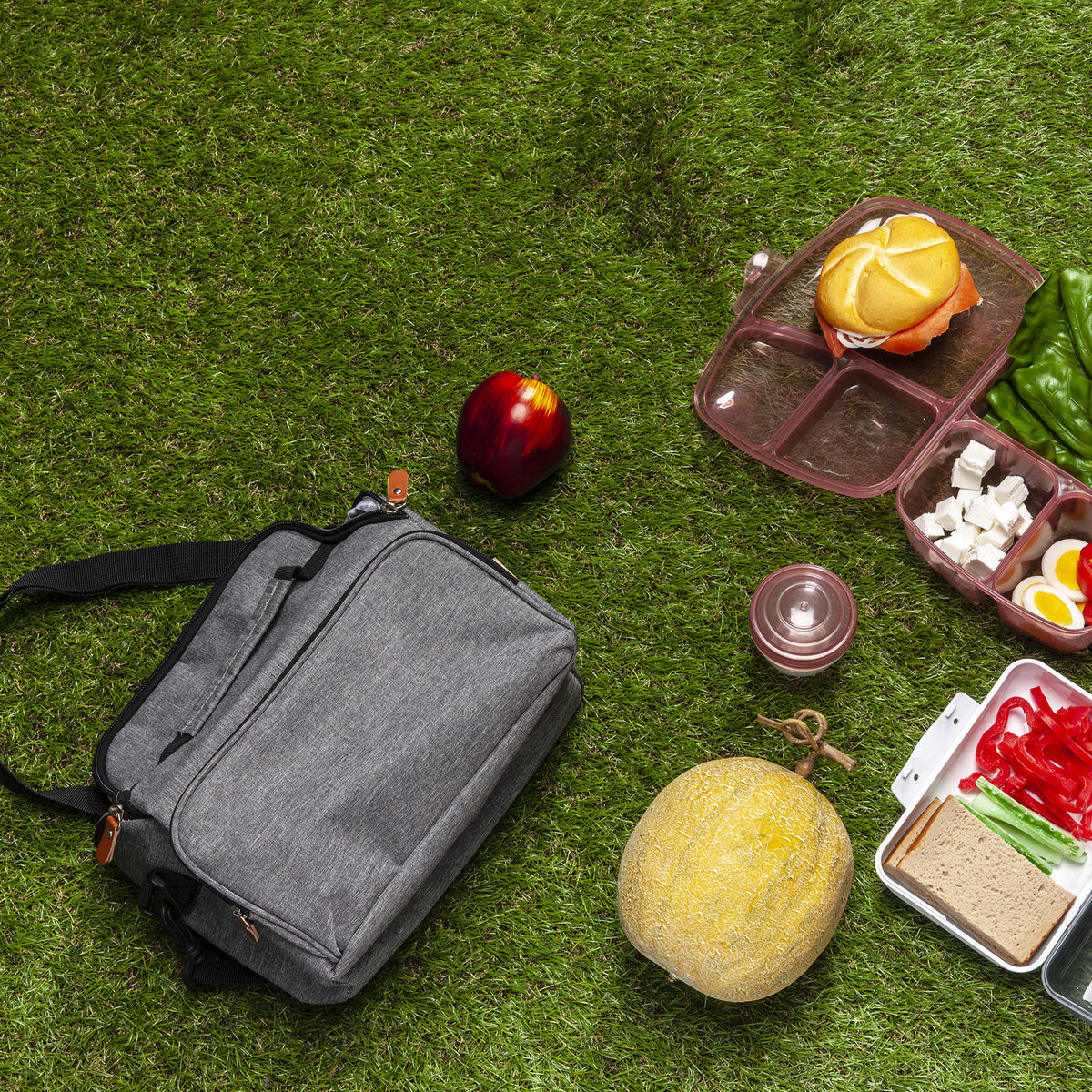Lunch Bag Gris Zippe 26.5X21X12.5Cm