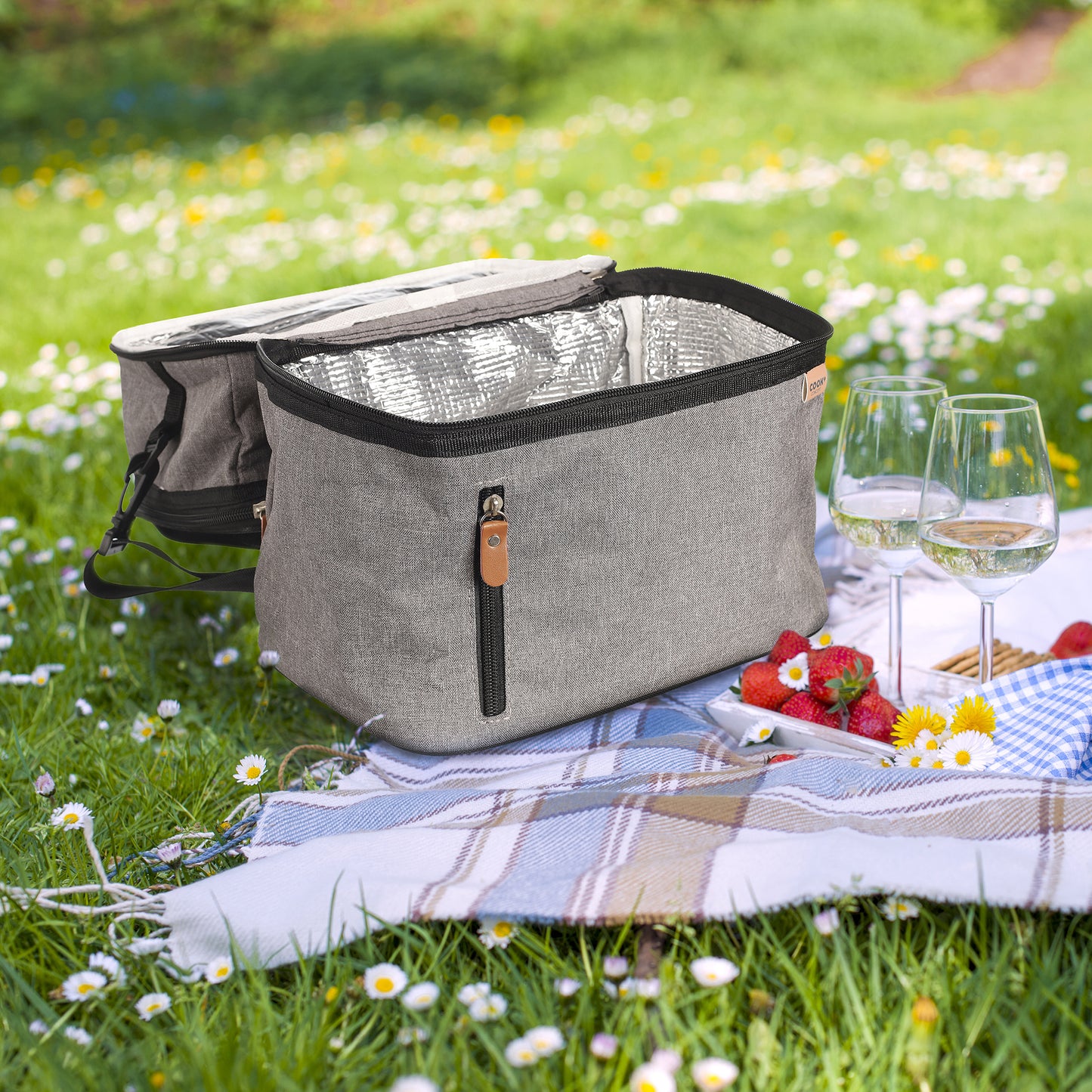 Lunch Bag Gris Zippe 26X27.5X18.5Cm