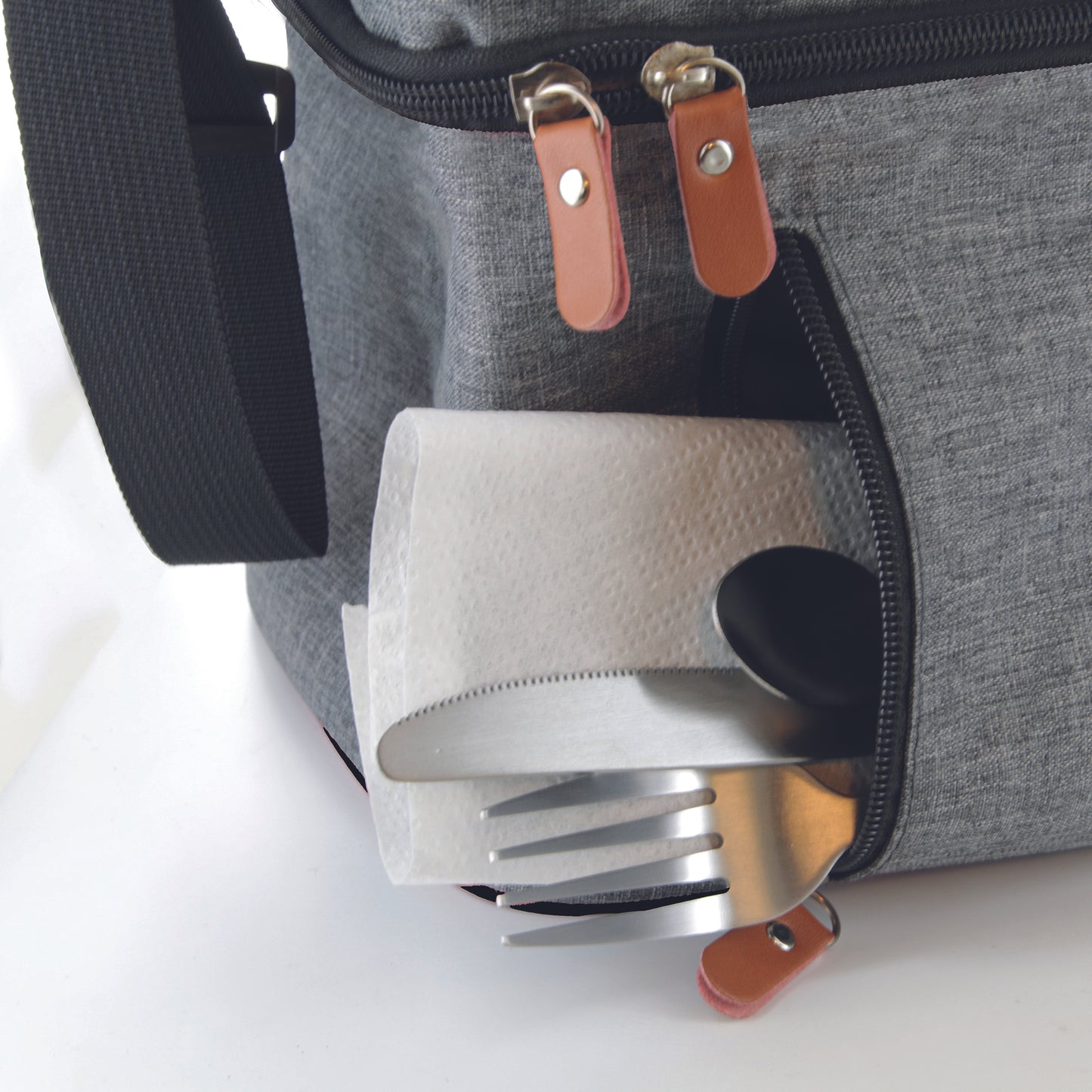 Lunch Bag Gris Zippe 26X27.5X18.5Cm