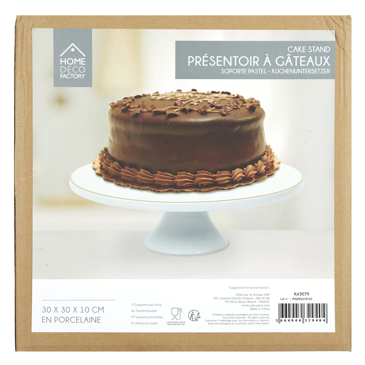 Support A Gateau Porcelaine Lisere Dore