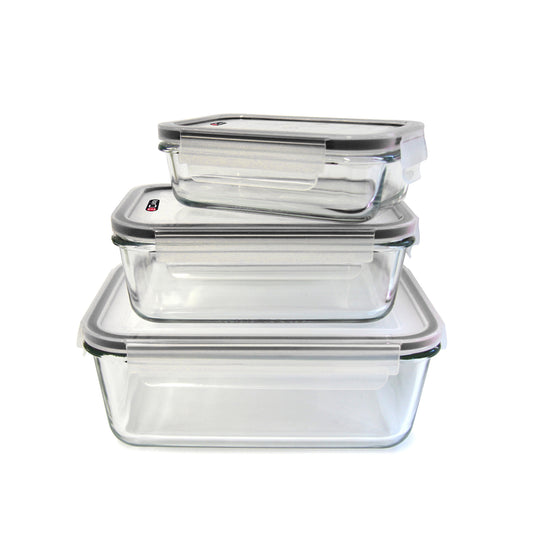 Plat En Verre Four Avec Couv Hermetique X3