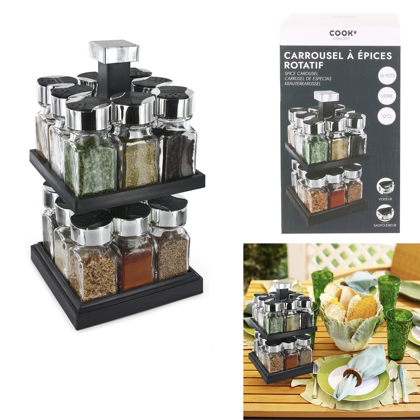 Carrousel Tournant A Etage 16 Pots En Verre
