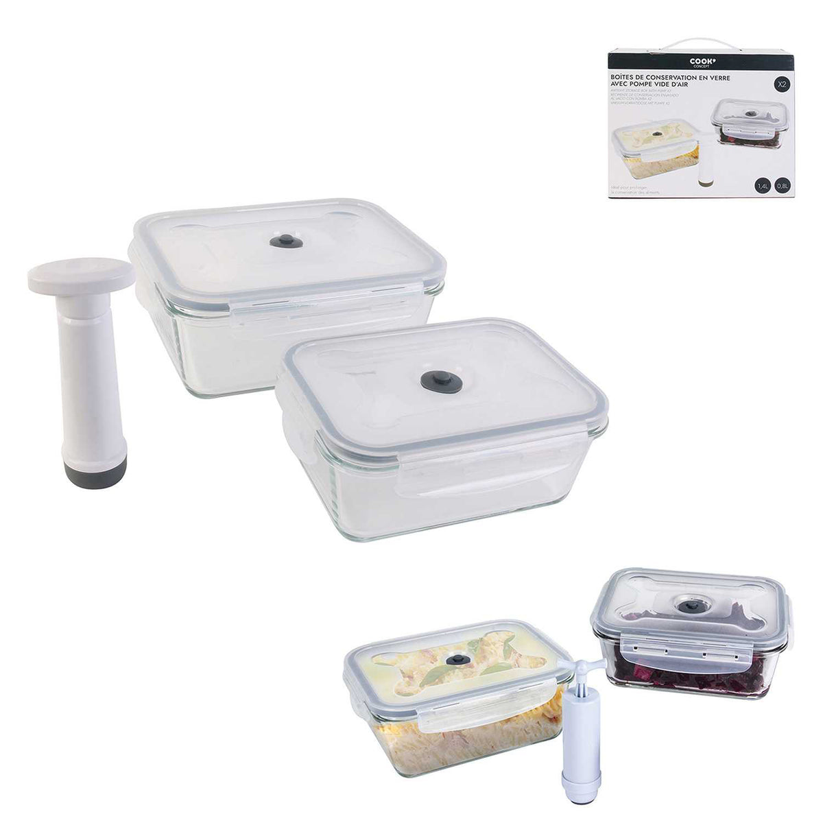 Boite De Conservation Vide Air Avec Pompe X2