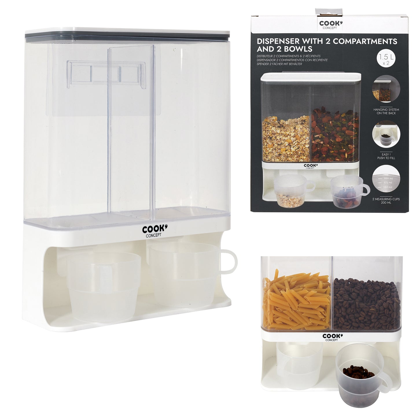 Distributeur 2 Compartiments 3L Avec Recipient