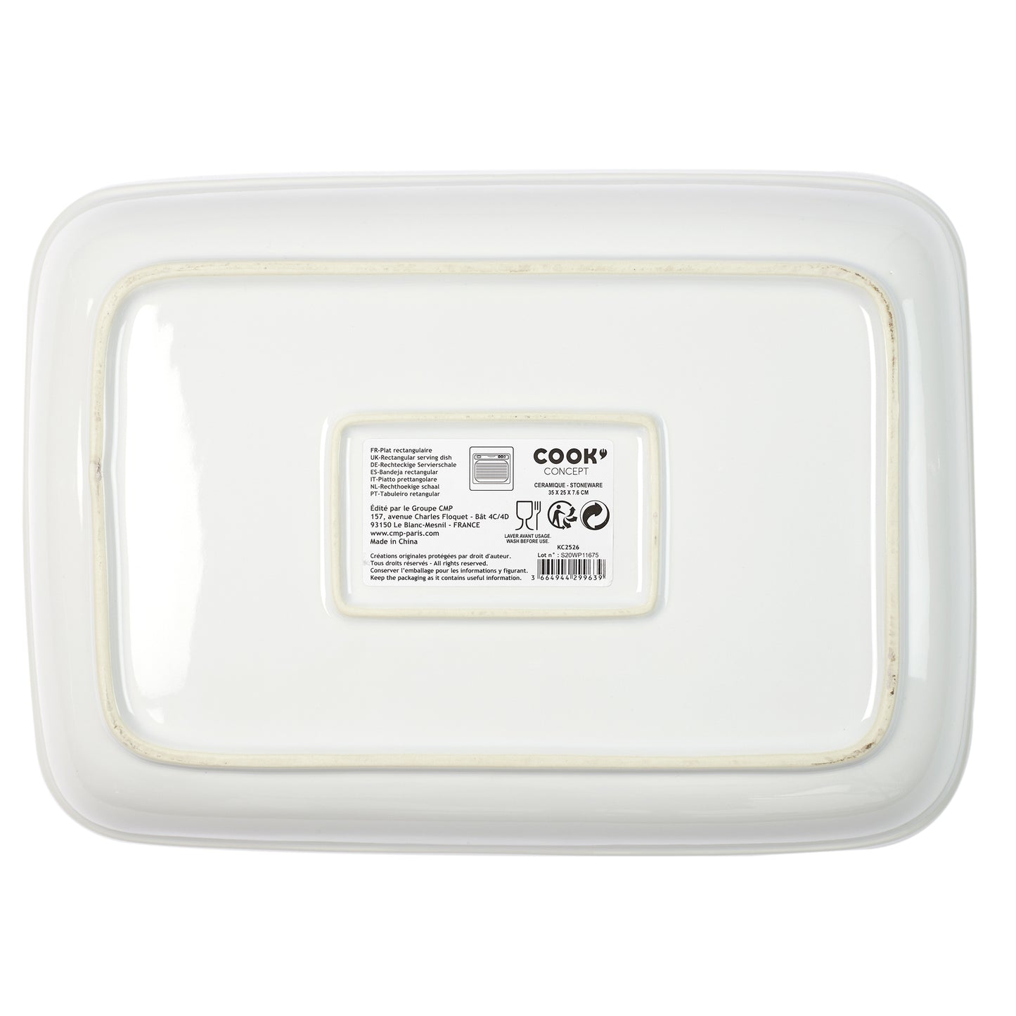 Plat Rectangulaire Four Italie 25X35X7.6Cm