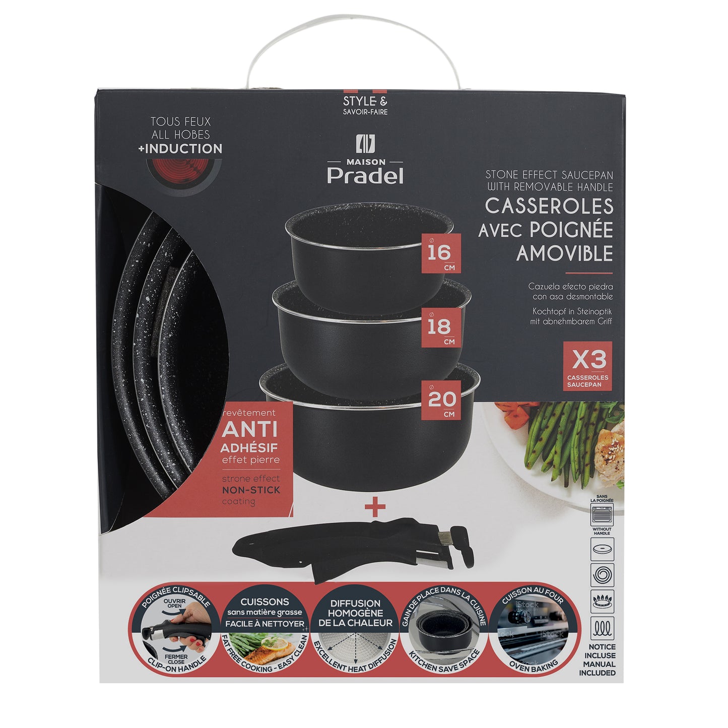 Casserole Effet Pierre X3 Poignee Universelle