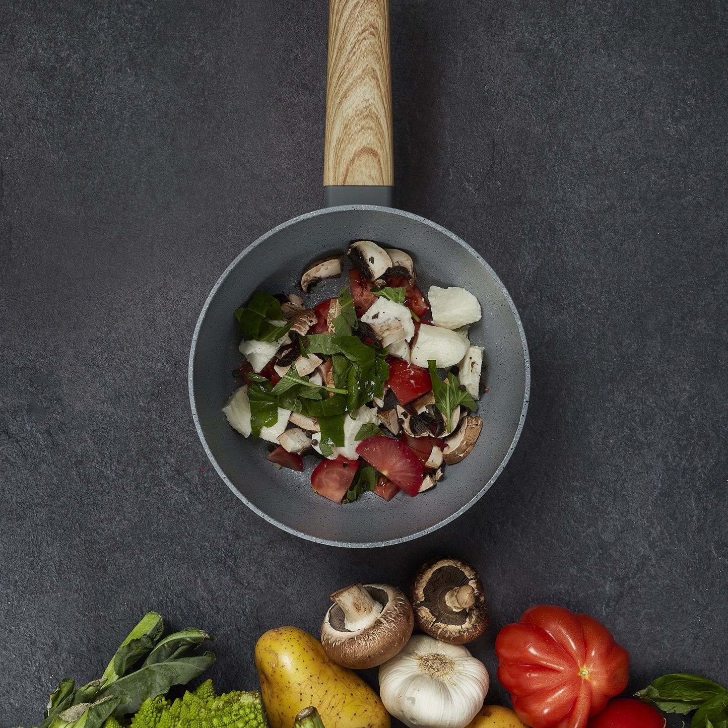Casserole Alu Forge Manche Effet Bois 20Cm