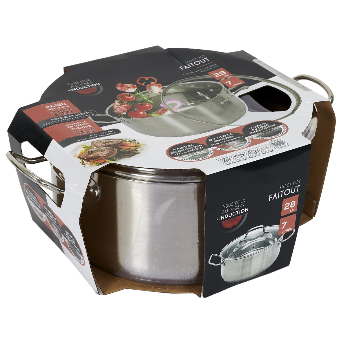 Faitout 28Cm Avec Couvercle En Verre