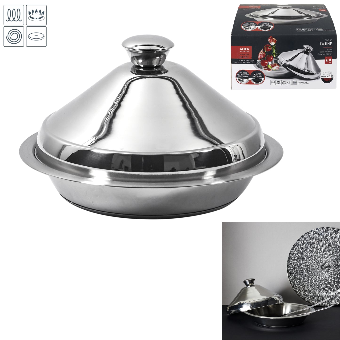 Tajine En Acier Inoxydable 24Cm