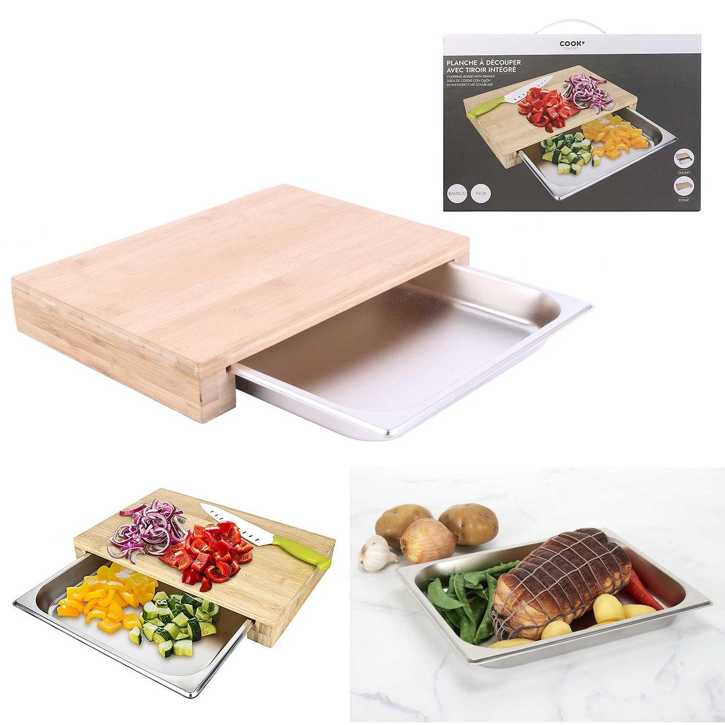 Planche A Decouper Tiroir Integre 38.5X26.5X5.5