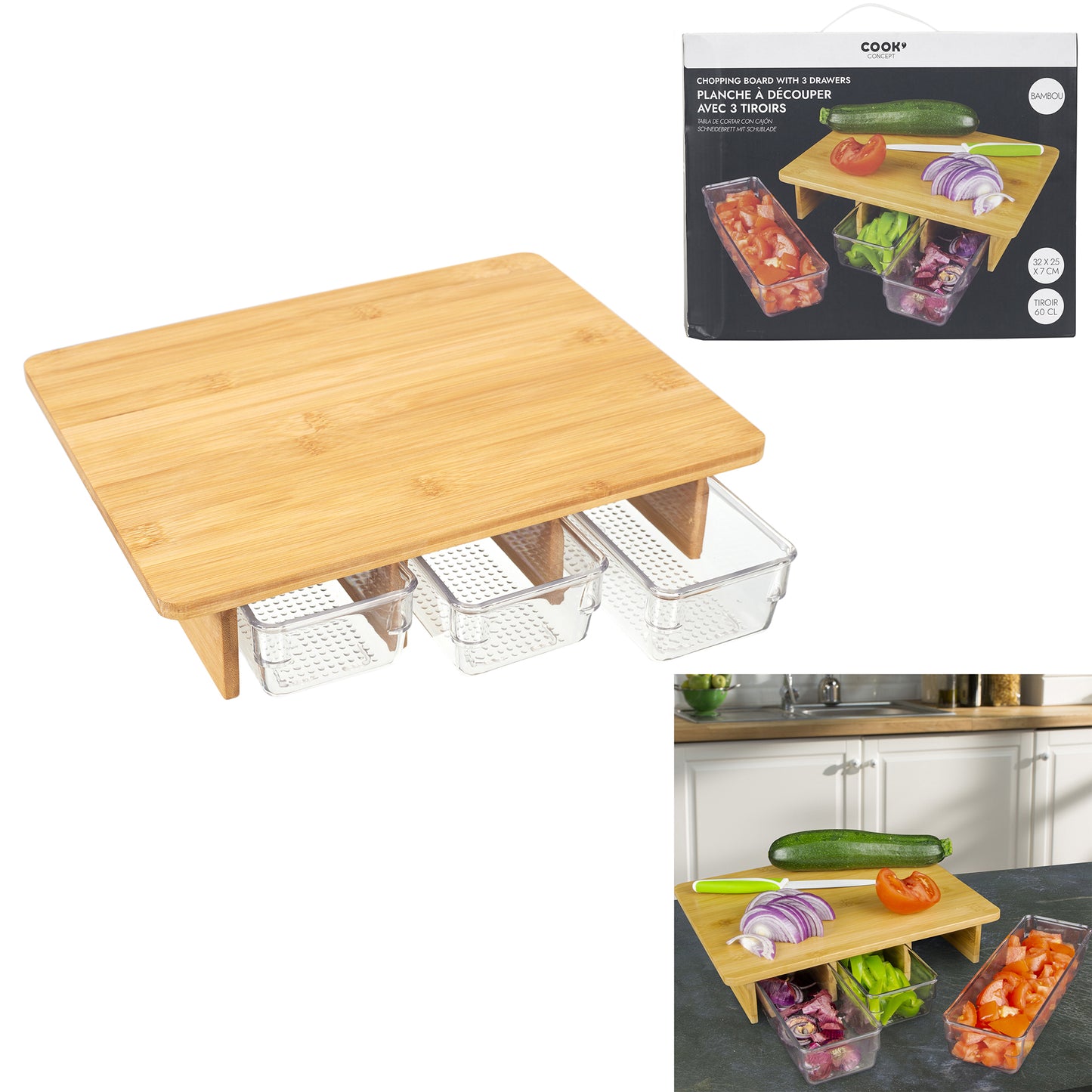 Planche A Decouper Avec 3 Compartiments