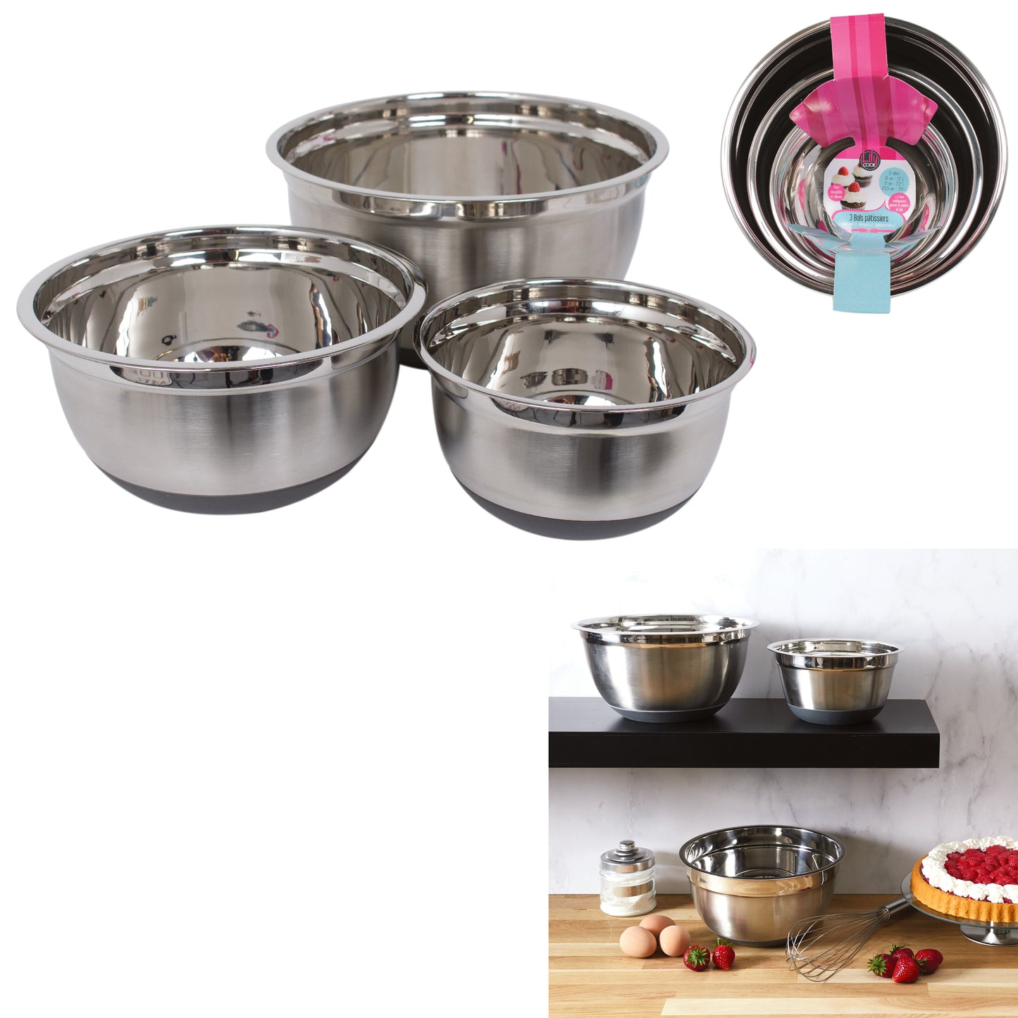 Bol Inox Gris X3