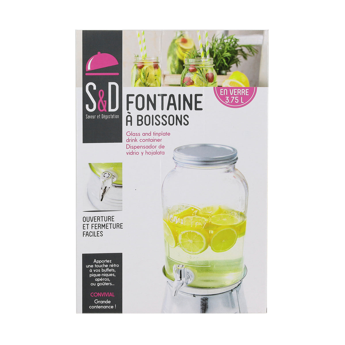 Fontaine A Boisson Verre Et Fer Blanc 3.75L