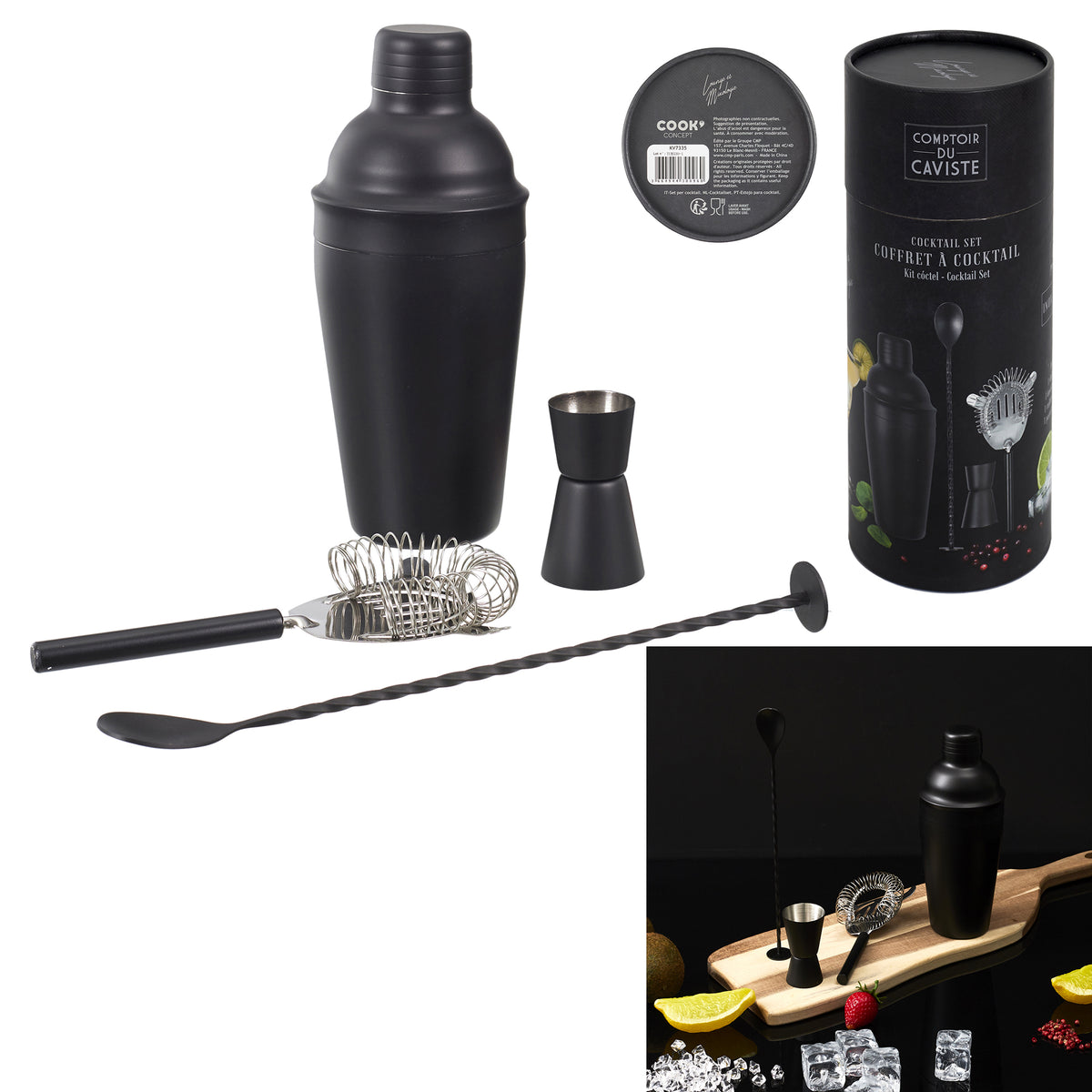 Coffret A Cocktail 4 Accessoires Noirs