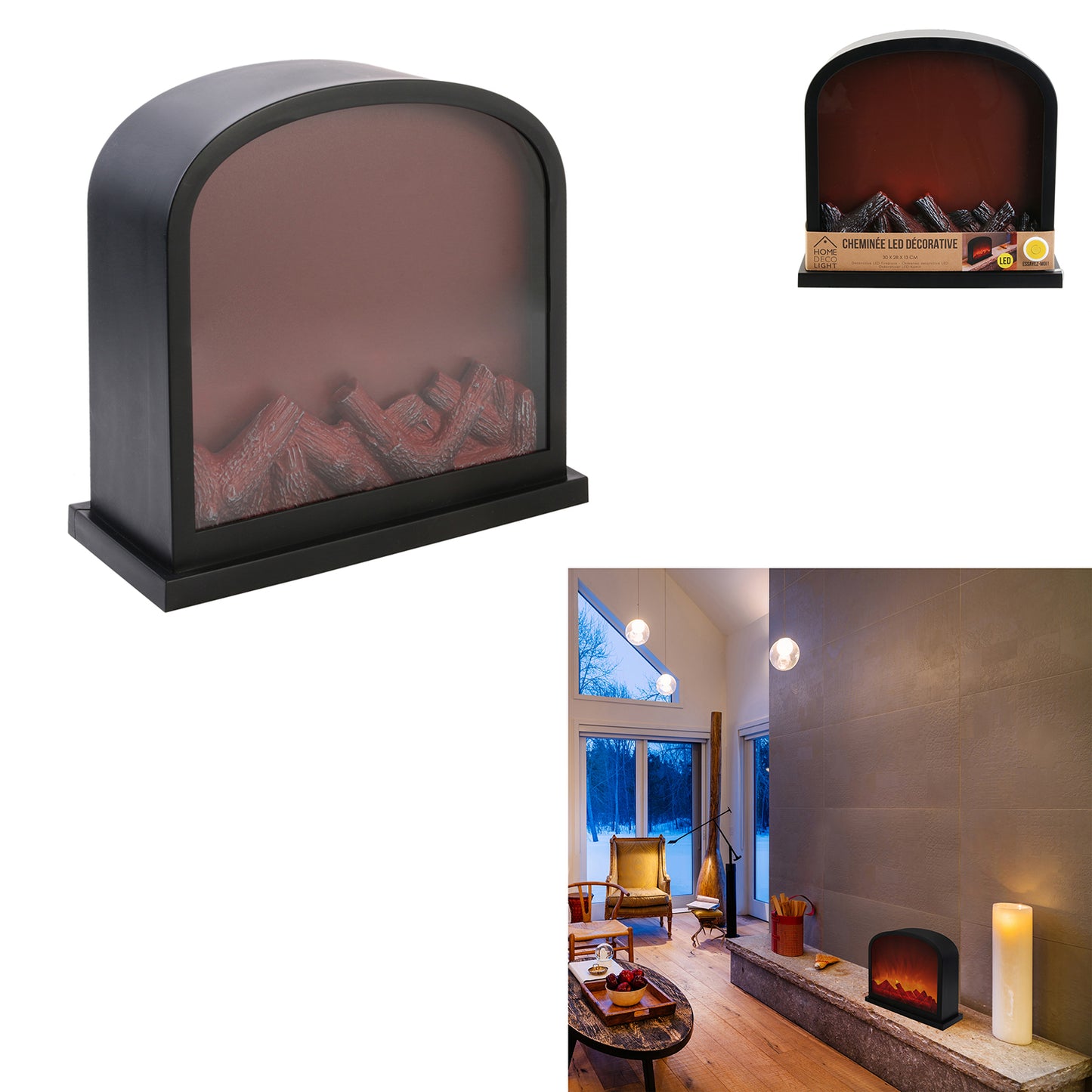 Cheminee Decorative Led 30X13X28Cm