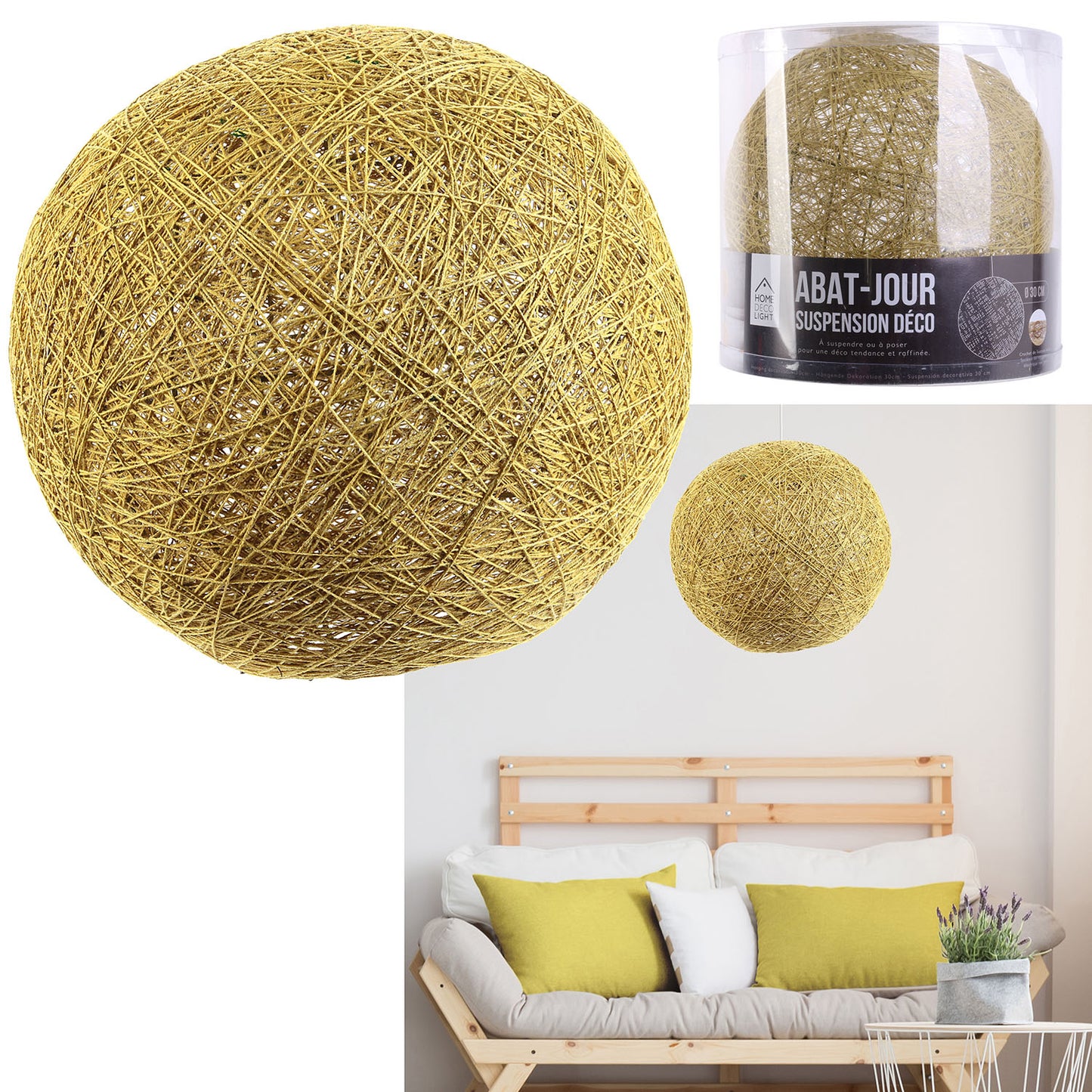 Suspension Interieur Moutarde 30Cm
