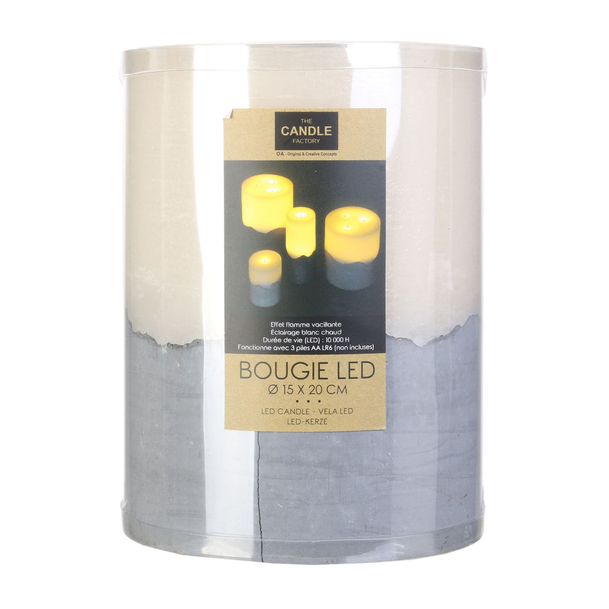 Bougie Led Base Ciment 20X15Cm