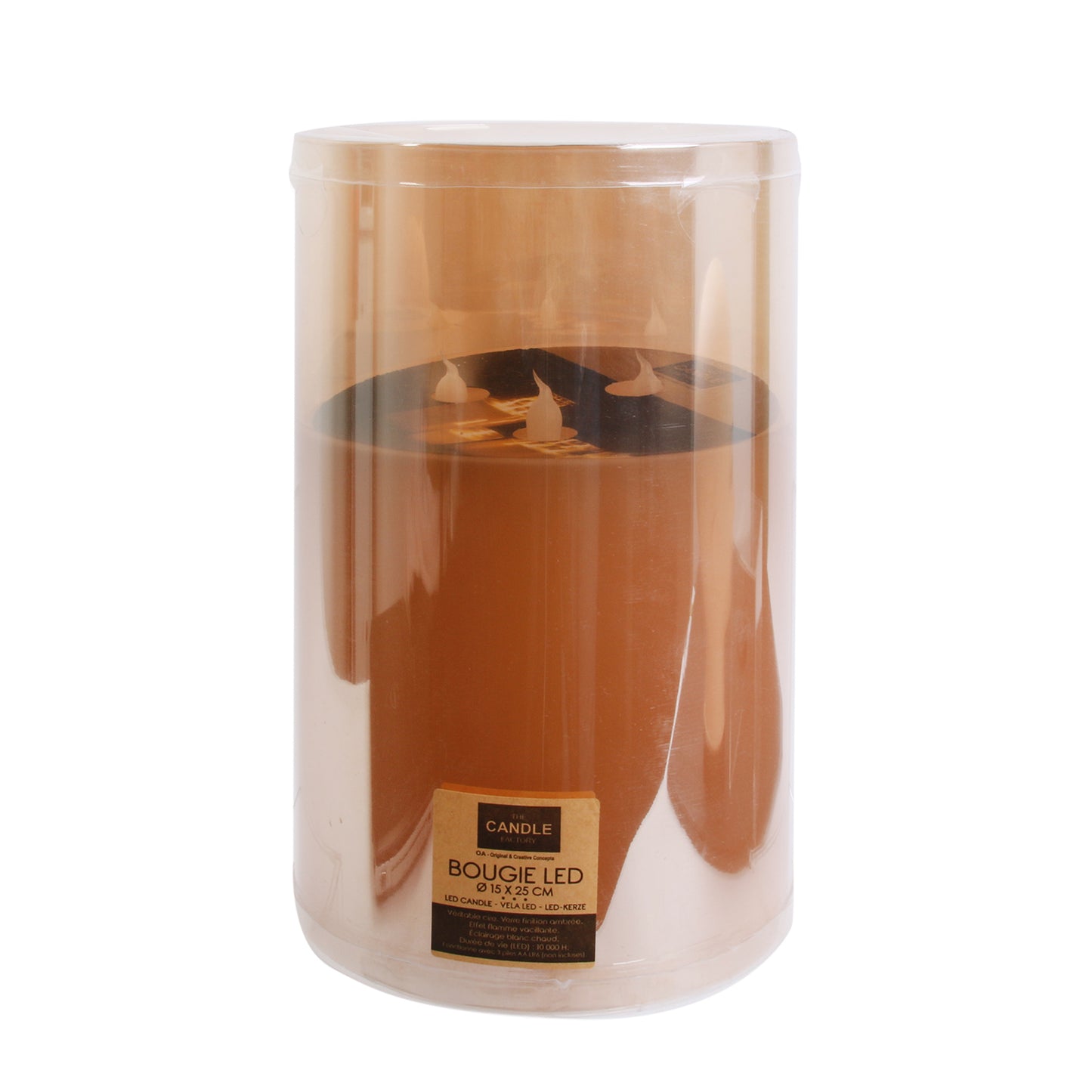 Bougie Led Verre Ambre 25X15Cm