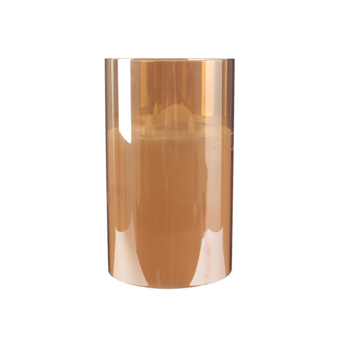 Bougie Led Verre Ambre 25X15Cm