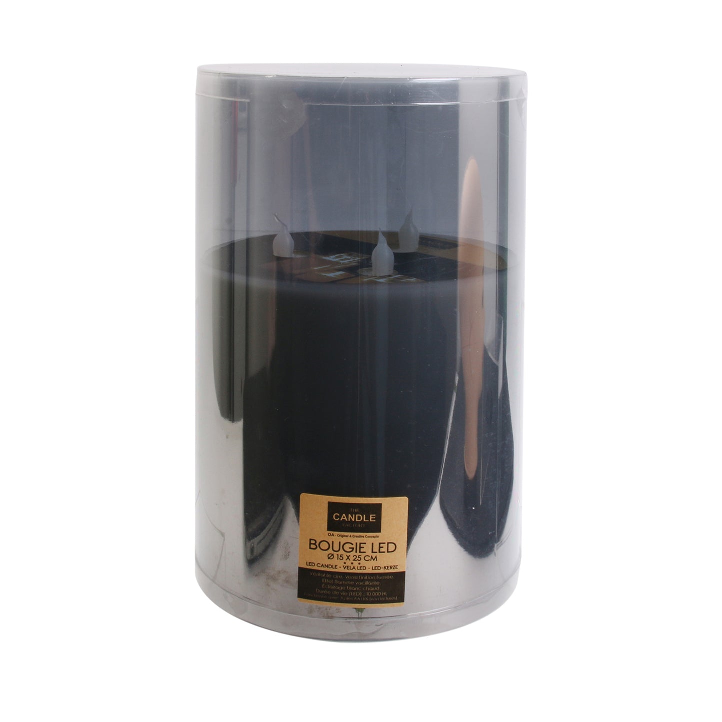 Bougie Led Verre Gris Fume 25X15Cm