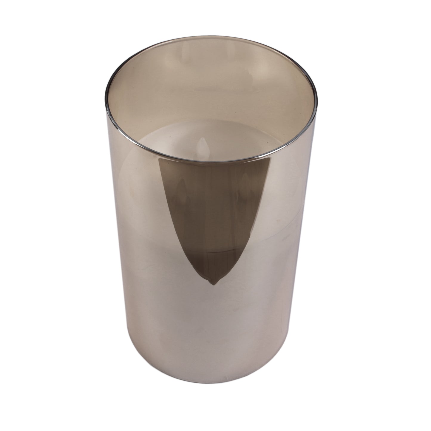 Bougie Led Verre Gris Fume 25X15Cm