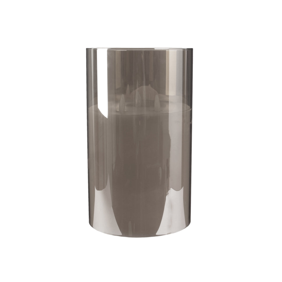 Bougie Led Verre Gris Fume 25X15Cm