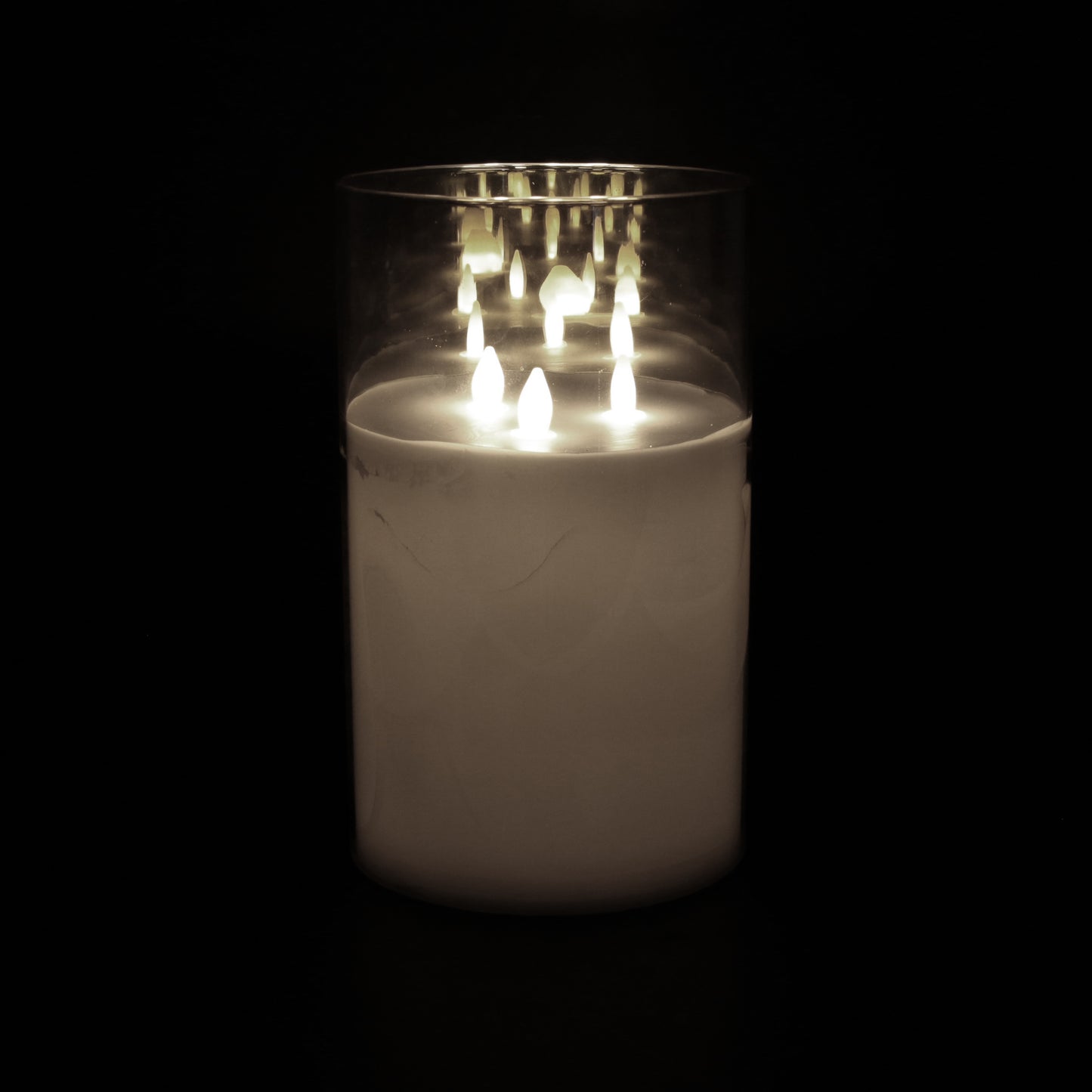 Bougie Led Verre Gris Fume 25X15Cm