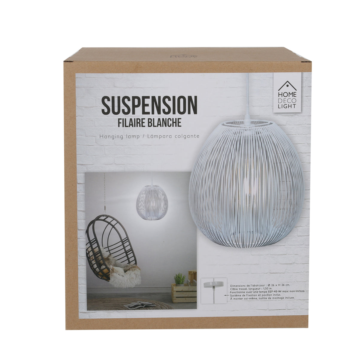 Suspension Boule Filaire Blanche